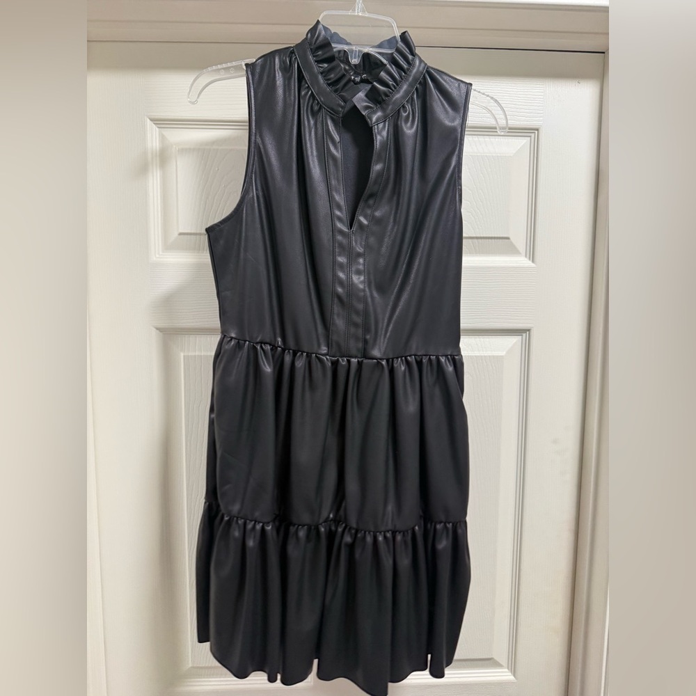 Fate Black Ruffled Leather Detail never worn